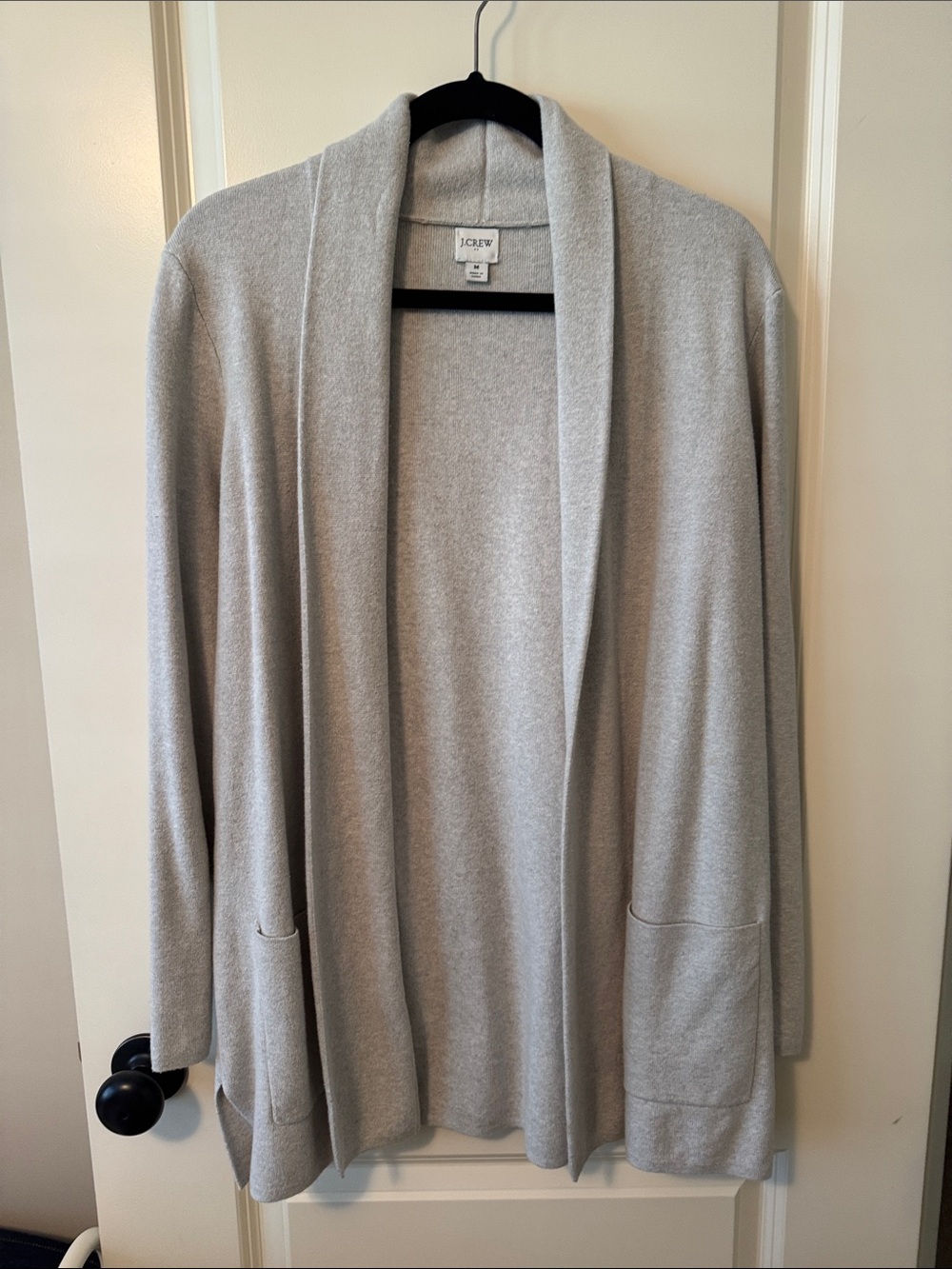 J. Crew Light Gray Open-Front Shawl Collar Cardigan